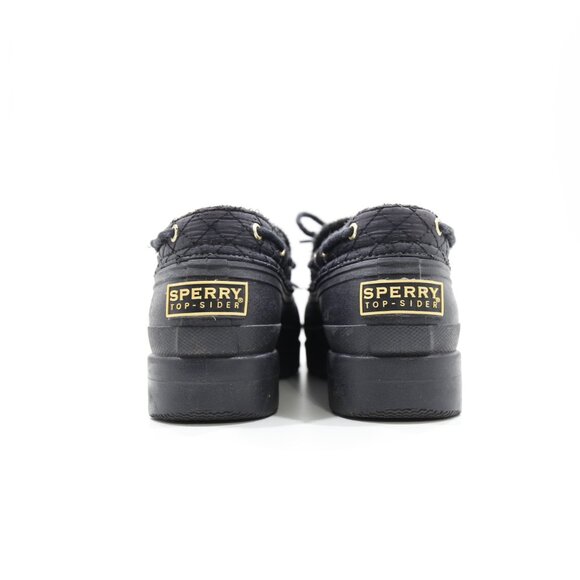 Sperry Duckling Black Rubber & Quilted Nylon Short Rain Boots - 10 - Picture 4 of 7
